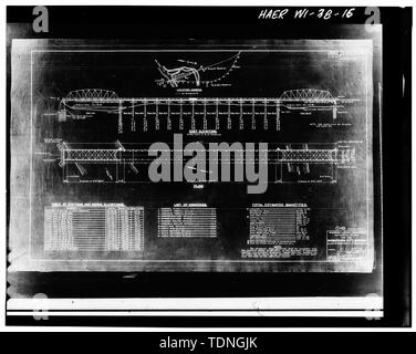 Fotocopia del disegno originale, datata 12 novembre 1929, intitolata "Piano Generale di Maratona città ponte", foglio 1 di 12 - Maratona Città bridge spanning grande fiume di nervatura, sulla linea di stato Highway 107, maratona, maratona County, WI Foto Stock