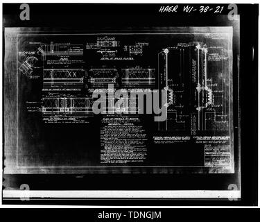 Fotocopia del disegno originale, datata 12 novembre 1929, intitolata "ringhiera in carreggiata i dettagli per la maratona città ponte", foglio 6 di 12. - Maratona Città bridge spanning grande fiume di nervatura, sulla linea di stato Highway 107, maratona, maratona County, WI Foto Stock