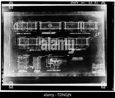 Fotocopia del disegno originale, datata 12 novembre 1929, intitolata "Ringhiera idewalk dettagli per la maratona città ponte", foglio 7 di 12. - Maratona Città bridge spanning grande fiume di nervatura, sulla linea di stato Highway 107, maratona, maratona County, WI Foto Stock