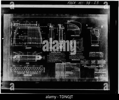 Fotocopia del disegno originale, datata 12 novembre 1939, intitolata "South Pier dettagli per la maratona città ponte", il foglio 8 di 12 - Maratona Città bridge spanning grande fiume di nervatura, sulla linea di stato Highway 107, maratona, maratona County, WI Foto Stock