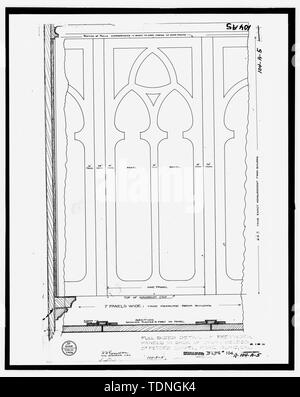 Fotocopia di disegni originali (originale si trova presso gli archivi nazionali, San Bruno, California, Navy - 104-A-5). Dipartimenti Cantieri e banchine, U.S. Navy Mare isola, Cal., piena di dimensioni dettaglio dei pannelli da traforo nel retro del recesso di organo, San Pietro Cappella, Mare isola, Cal., dicembre 1904. - Mare isola Cantiere Navale, San Pietro Cappella, Walnut Street e cedro Parkway, Vallejo, Solano County, CA Foto Stock