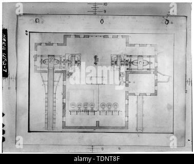 Fotocopiata da dwg. 69, Stazione Nunns cartella, Dipartimento di Ingegneria, Utah forza e luce Co., Salt Lake City, Utah. Impianto a pavimento. (Casa POTENZA DI PROVO CANYON, Provo, Utah?) c. 1900. - Telluride Power Company, Nunn Centrale Idroelettrica, lato sud-est del fiume Provo, 300 metri ad ovest di noi Route 189, Orem, Utah County, UT; Nunn, L L; Nunn, P N; Utah potenza e Light Company; Corona, Julie, trasmettitore Foto Stock