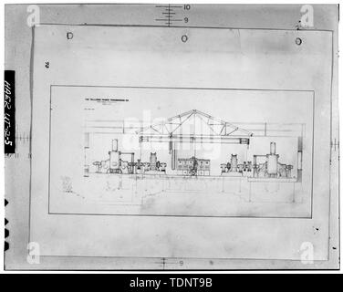 Fotocopiata da disegno 70, Stazione Nunns cartella, Dipartimento di Ingegneria, Utah forza e luce Co., Salt Lake City, Utah. "Piastrella di tellururo di trasmissione di potenza CO. Casa POTENZA DI PROVO CANYON, Provo, Utah", Sezione c. 1900. - Telluride Power Company, Nunn Centrale Idroelettrica, lato sud-est del fiume Provo, 300 metri ad ovest di noi Route 189, Orem, Utah County, UT; Nunn, L L; Nunn, P N; Utah potenza e Light Company; Corona, Julie, trasmettitore Foto Stock