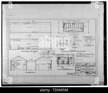 Fotocopia della pianta e sezione, datata 29 ottobre 1957. Disegno originale si trova nell'archivio delle Opere Pubbliche Center, edificio 166, quartiere navale di Washington Washington Navy Yard, Washington D.C. - Navy Yard, Edificio n. 104, intersezione di Tingey Street e Isaac Hull Avenue, Washington, Distretto di Columbia, DC Foto Stock