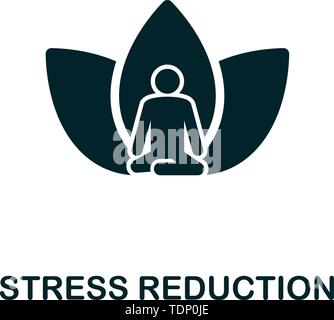 Icona riduzione stress. Segno creativo dalla collezione di icone di consapevolezza. Icona di riduzione dello stress piatto riempita per computer e dispositivi mobili Illustrazione Vettoriale