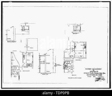 Fotocopia del disegno (questa fotografia è un 8 x 10 copia di un 8 x 10 negativa; microfilm di 1908 disegno architettonico situato a Nara) disposizione di tubazioni per i trimestri G ed io - STATI UNITI Naval Air Station, gli alti ufficiali dei quartieri Q-2 e Q-2 North Avenue, Pensacola, Escambia County, FL Foto Stock