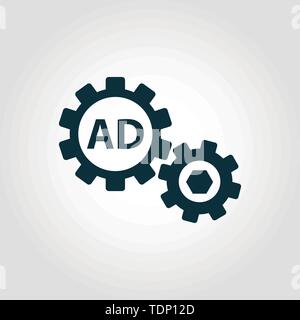 Icona vettore ottimizzazione ad. Segno creativo dalla collezione di icone pubblicitarie. Icona di ottimizzazione degli annunci flat riempita per computer e dispositivi mobili Illustrazione Vettoriale