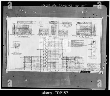 Fotocopia del disegno si trova presso archivi nazionali, San Bruno, California (Marina - 680-A-4). Parte nord est e ovest, elevazioni e sezioni A-A, N.D. - Mare isola Cantiere Navale, Machine Shop, California Avenue, angolo sud-ovest della California Avenue e la Tredicesima Street, Vallejo, Solano County, CA Foto Stock