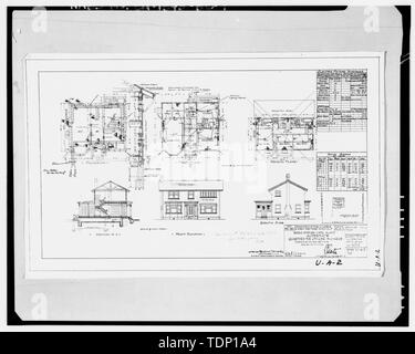 Fotocopia del disegno si trova presso archivi nazionali, San Bruno, California (Marina - U-A-2). Dept. PW, US Navy Yard Mare isola, Calif. Stazione Radio Mare isola quarti alternativo per gli ufficiali responsabili dei piani elevazioni e sezioni; maggio, 1921. - Mare isola Cantiere Navale, quarti U, Cedar Avenue, lato ovest tra il decimo Street e noce Avenue, Vallejo, Solano County, CA Foto Stock