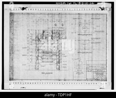 Fotocopia del disegno tecnico. LC-17B LUNGO IL DELTA DEL SERBATOIO UPBUILD- servizio MOBILE TOWER, WEST ELEVAZIONE, livelli di piano 6 e 6A-architettonico, aprile 1969. - Cape Canaveral Air Station, Launch Complex 17, agevolazione 28417, East End di Lighthouse Road, Cape Canaveral, Brevard County, FL Foto Stock