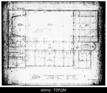 Fotocopia del valore misurato del disegno (da una copia dell'originale; copiare nel campo di accompagnamento dei record, posizione di originale sconosciuto) Adolf Scherrer, architetto ca. 1906 "PIANO DI SECONDO PIANO' - Maennerchor Edificio, 102 West Michigan Street, Indianapolis, Marion County, in Foto Stock