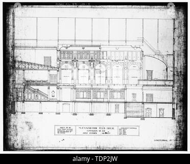 Fotocopia del valore misurato del disegno (da una copia dell'originale; copiare nel campo di accompagnamento dei record, posizione di originale sconosciuto) Adolf scherrer, architetto ca. 1906 "sezione longitudinale' - Maennerchor Edificio, 102 West Michigan Street, Indianapolis, Marion County, in Foto Stock