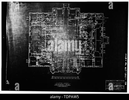 Fotocopia del disegno (posizione di originale sconosciuto) Joseph Comparetto, Delineatore, data sconosciuta piano seminterrato - Hudson County Courthouse, 583 Newark Avenue, Città di Jersey, Hudson County, NJ Foto Stock