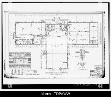 Fotocopia del disegno (1 marzo 1940 disegno architettonico da Heintz, Adler e Schutze, in possesso di Atlanta Autorità di alloggiamento). Primo piano piano, pianificazioni e porta pieghevole dettagli. Il disegno n. A-60 - Clark Howell case, comunità centro, 528 Lovejoy Street, Atlanta, Fulton County, GA Foto Stock