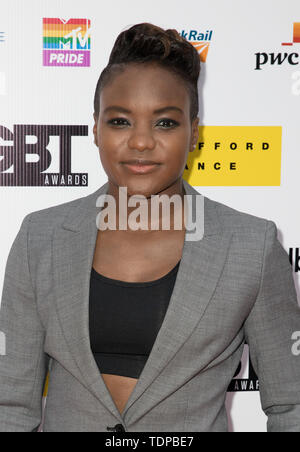 Tappeto rosso arrivi per il British LGBT Awards tenutosi presso il London Marriott Hotel Grosvenor Square offre: Nicola Adams dove: Londra, Regno Unito quando: 17 maggio 2019 Credit: Phil Lewis/WENN.com Foto Stock