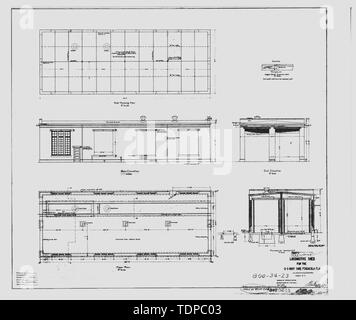 Fotocopia del disegno (questa fotografia è un 8 x 10 copia di un 8 x 10 negativa; 1807 disegno architettonico situato in Pensacola NAS, Florida, l'Edificio n. 51) motrice capannone PER GLI STATI UNITI NAVY YARD, PENSACOLA FLA., i piani e le altezze, foglio 1 di 3 - STATI UNITI Naval Air Station, locomotore Shed, Sud Avenue, Pensacola, Escambia County, FL Foto Stock