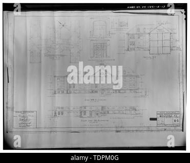 Fotocopia del disegno in scala (dall'ufficio di progettazione della Veterans Administration) disegnato da Ayars, 9 novembre 1933. Disegni originali del nord-est e sud-ovest elevazioni. - Roanoke Veterans Administration Hospital, l'Edificio n. 6, 1970 Roanoke Boulevard, Salem, Salem, VA; U.S. Reparto degli affari di veterani Foto Stock