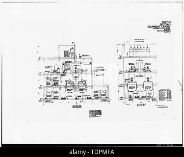 Fotografia di un disegno. '(Sezione trasversale di) PARTE III, sezione 1, allestimento, edifici D-1 DI D-10 INCL., la nitrazione, AREA DI PRODUZIONE, impianti 'B'.' dalla U.S. Esercito di ingegneri. Impianti industriali di inventario, Holston Ordnance Opere, Kingsport, Tennessee. Impianto B, le parti II, III. (Nashville, TN- ufficio del distretto ingegnere, 1944). - Esercito Holston Impianto di munizioni, RDX-e-COMPOSIZIONE-B Linea di produzione 9, Kingsport, Sullivan County, TN; Bachmann , Werner E; Tennessee Eastman Corporation; U.S. Dipartimento dell'esercito; nazionale la ricerca in materia di difesa Foto Stock