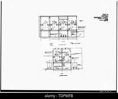 Fotografia di un disegno. '(Sezione trasversale di) PARTE III, sezione 1, allestimento, EDIFICI E-1 a E-10 INCL., lavaggio, area di produzione, impianti "B"." DA PARTE DEGLI STATI UNITI Esercito di ingegneri. Impianti industriali di inventario, Holston Ordnance Opere, Kingsport, Tennessee. Impianto B, le parti II, III. (Nashville, TN- ufficio del distretto ingegnere, 1944). - Esercito Holston Impianto di munizioni, RDX-e-COMPOSIZIONE-B Linea di produzione 9, Kingsport, Sullivan County, TN; Bachmann , Werner E; Tennessee Eastman Corporation; U.S. Dipartimento dell'esercito; la difesa nazionale Ricerca Foto Stock