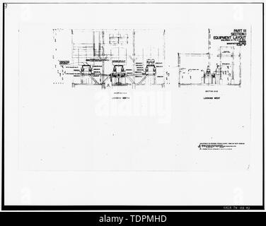 Fotografia di un disegno. "Parte III, sezione 1, allestimento, EDIFICI H-1 di H-10 INCL., macinazione, AREA DI PRODUZIONE, impianti 'B'.' dalla U.S. Esercito di ingegneri. Impianti industriali di inventario, Holston Ordnance Opere, Kingsport, Tennessee. Impianto B, le parti II, III. (Nashville, TN- ufficio del distretto ingegnere, 1944). - Esercito Holston Impianto di munizioni, RDX-e-COMPOSIZIONE-B Linea di produzione 9, Kingsport, Sullivan County, TN; Bachmann , Werner E; Tennessee Eastman Corporation; U.S. Dipartimento dell'esercito; difesa nazionale Comitato di ricerca; Fraser-Br Foto Stock