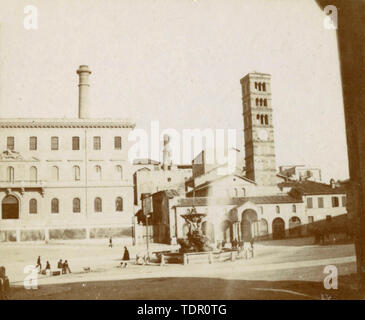 La fontana dei Tritoni, piazza Bocca della Verità, Roma, Italia 1880 Foto Stock