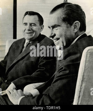 Nixon-Gromiko parla alla casa bianca a Washington DC, USA 1970 Foto Stock