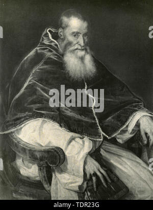 Ritratto di papa Paolo III, la pittura di Tiziano, 1930s Foto Stock