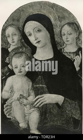 Madonna con Bambino e Santi, la pittura di Jacopo da Casentino, 1930s Foto Stock