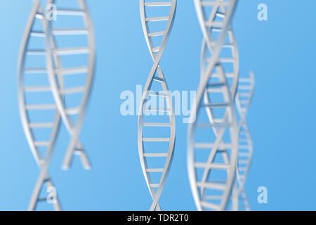 Tridimensionale, rendering di DNA con linea divergente sfondo tecnologico Foto Stock