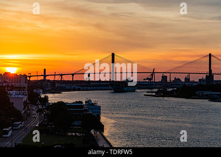 La Sydney Lanier ponte che attraversa il fiume Savannah Foto Stock