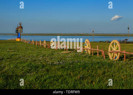Scenario del Fiume Gen zona umida prateria, Hulunbuir Città della Mongolia interna Foto Stock
