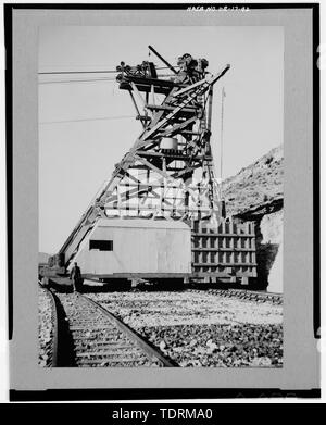 Copia fotografica del centro storico di foto, Novembre 21, 1929 (stampa originale archiviato in gruppo di record 115, archivi nazionali, Washington D.C.). Funivia LIDGERWOOD Torre Testa pronto per il funzionamento. - Owyhee Dam, attraverso Owyhee River, Nissa, Malheur County, o Foto Stock