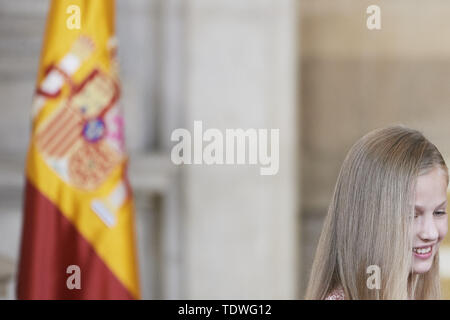 Madrid, Madrid, Spagna. 19 giugno 2019. Crown Princess Leonor assiste 'Ordine del Merito Civile' cerimonia al Palazzo Reale a giugno 19, 2019 a Madrid, Spagna Credit: Jack Abuin/ZUMA filo/Alamy Live News Foto Stock