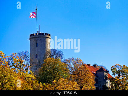 Torre del Castello di Sparrenburg di Bielefeld, Germania, Renania settentrionale-Vestfalia, East Westfalia, Bielefeld Foto Stock