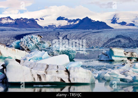 Gletscherlagune, Joekulsarlon, Vatnajoekull-Nationalpark, Islanda, Est Islanda, Hornarfjoerdur, Vatnajoekull Parco Nazionale Foto Stock