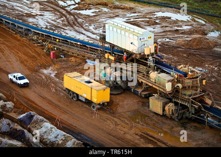 Carbone marrone miniere di superficie con il sistema di trasporto, in Germania, in Renania settentrionale-Vestfalia, Garzweiler, Juechen Foto Stock