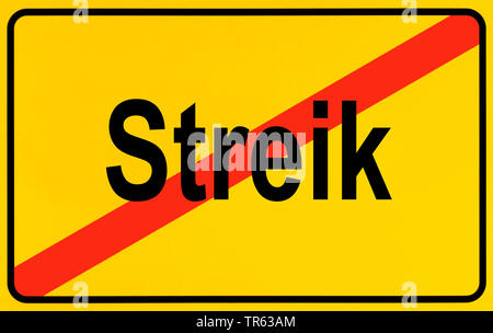 Città segno limite Streik, sciopero, Germania Foto Stock
