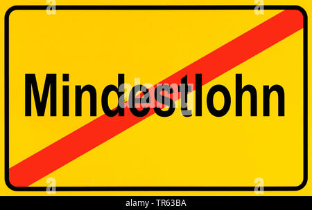 Città segno limite Mindestlohn, salario minimo, Germania Foto Stock