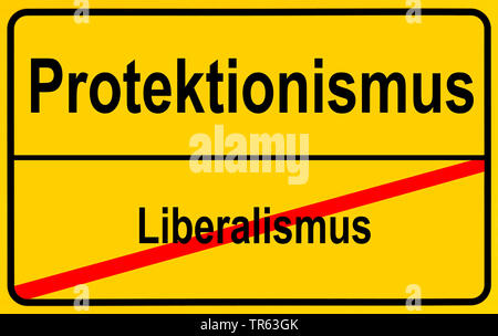 Città segno limite Protektionismus / Liberalismus, il protezionismo / il liberalismo , Germania Foto Stock