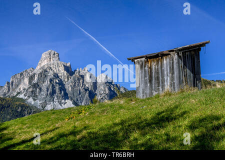Montagna Sassongher, Corvara, Italia, Alto Adige, Dolomiti Foto Stock