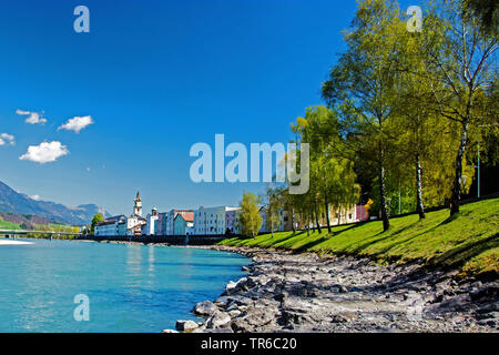 Vecchia città di Rattenberg sul fiume Inn, Austria, Tirolo, Rattenberg Foto Stock