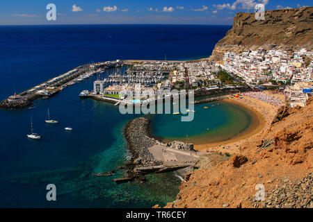 Resort e villaggio di pescatori di Puerto de Mogan, Isole Canarie, Gran Canaria Mogan Foto Stock