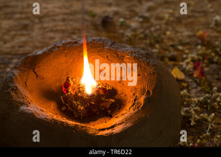 Incenso-bruciatore con erbe essiccate, Germania Foto Stock