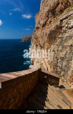 Capo Caccia, la Grotta di Nettuno, scale escala del cabriol, Italia Sardegna Foto Stock
