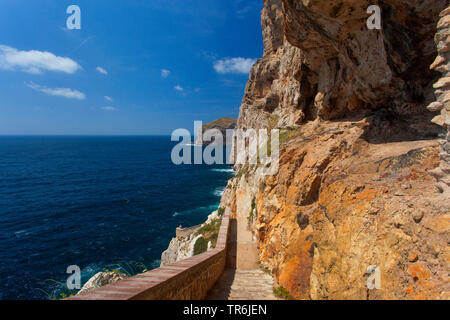 Capo Caccia, la Grotta di Nettuno, scale escala del cabriol, Italia Sardegna Foto Stock