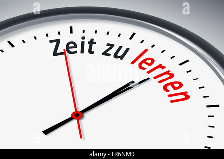 Orologio con iscrizione tedesco Zeit zu lernen, tempo di imparare, Germania Foto Stock