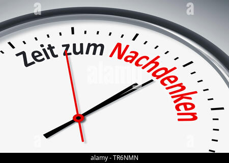 Orologio con iscrizione tedesco Zeit zum Nachdenken, tempo di pensare, Germania Foto Stock