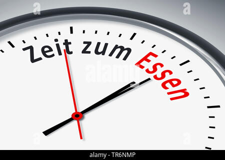 Orologio con iscrizione tedesco Zeit zum Essen, il tempo di mangiare, Germania Foto Stock