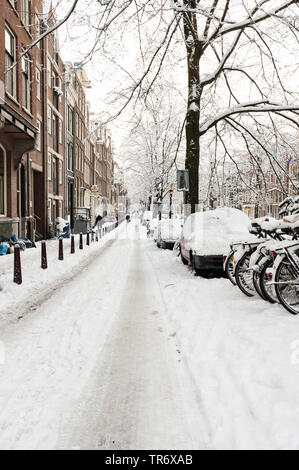 Paesaggio di coperta di neve di Amsterdam, Paesi Bassi, Noord-Holland, Amsterdam Foto Stock