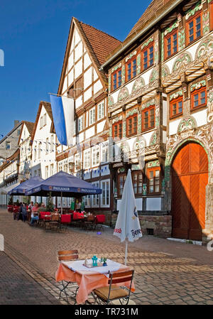 Quadro di storici edifici della città vecchia, in Germania, in Renania settentrionale-Vestfalia, East Westfalia, Hoexter Foto Stock